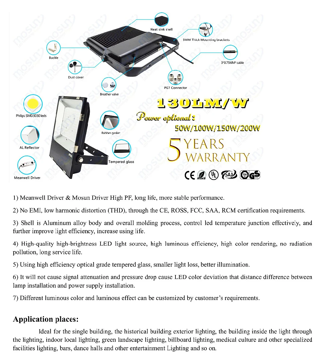 LED Flood Light 50W for Tennis Stadium Bus Station