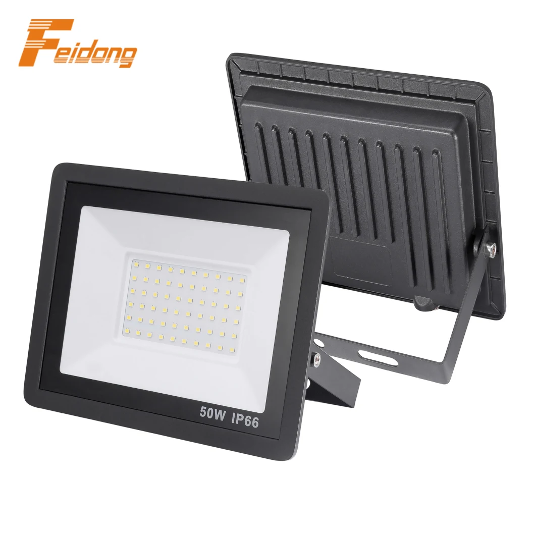 China Manufacturer LED Flood Lamps Feidong 50W SMD Lampara LED Flood Light for Garden Bus Station School Hospital 50watt Outdoor Wall Light LED Work Light