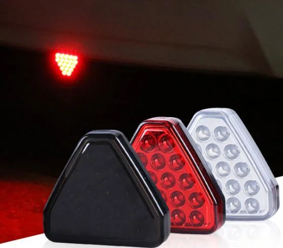 Vehicle Car LED Brake Light 12V Red Triangle Style Tail Light Strobe Parking Warning Light Anti-Collision Lamp for Car Truck