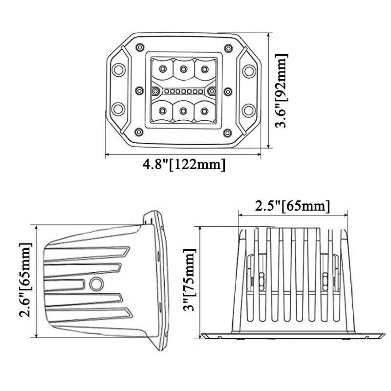 5&quot; Car Square Flush Mount Pods 39W Offroad LED Rear Bumper Fog Work Driving Light for 4X4 ATV UTV