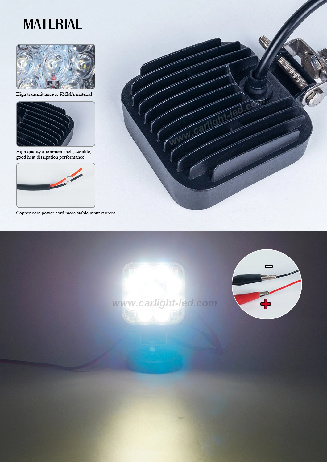 27W Spot Flood Beam LED Driving Light for Truck Jeep SUV Bus Trailer