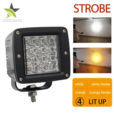 5000 Lumens Wholesale 2 Colors 6500K Strobe Burst Flashing 72W 3inch CREE Auto Square LED Work Light for Truck Offroad